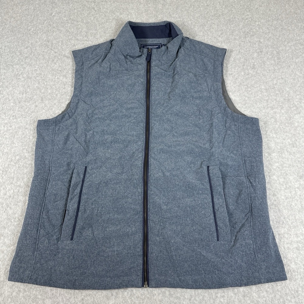 Vineyard Vines Men's Quilted Primaloft Insulated OTG Zip Vest Blue Size Large